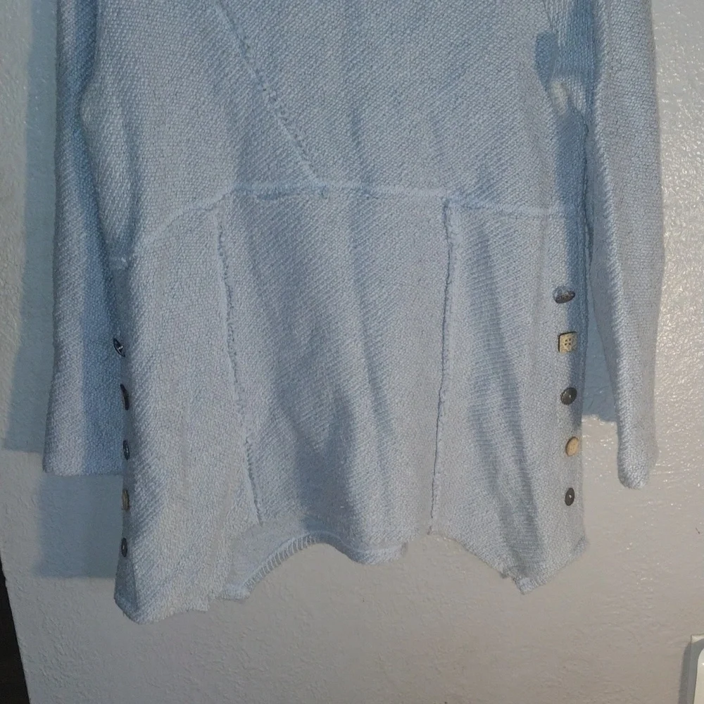 Light Blue Soft Surroundings Oversized Sweater with Button Detail M